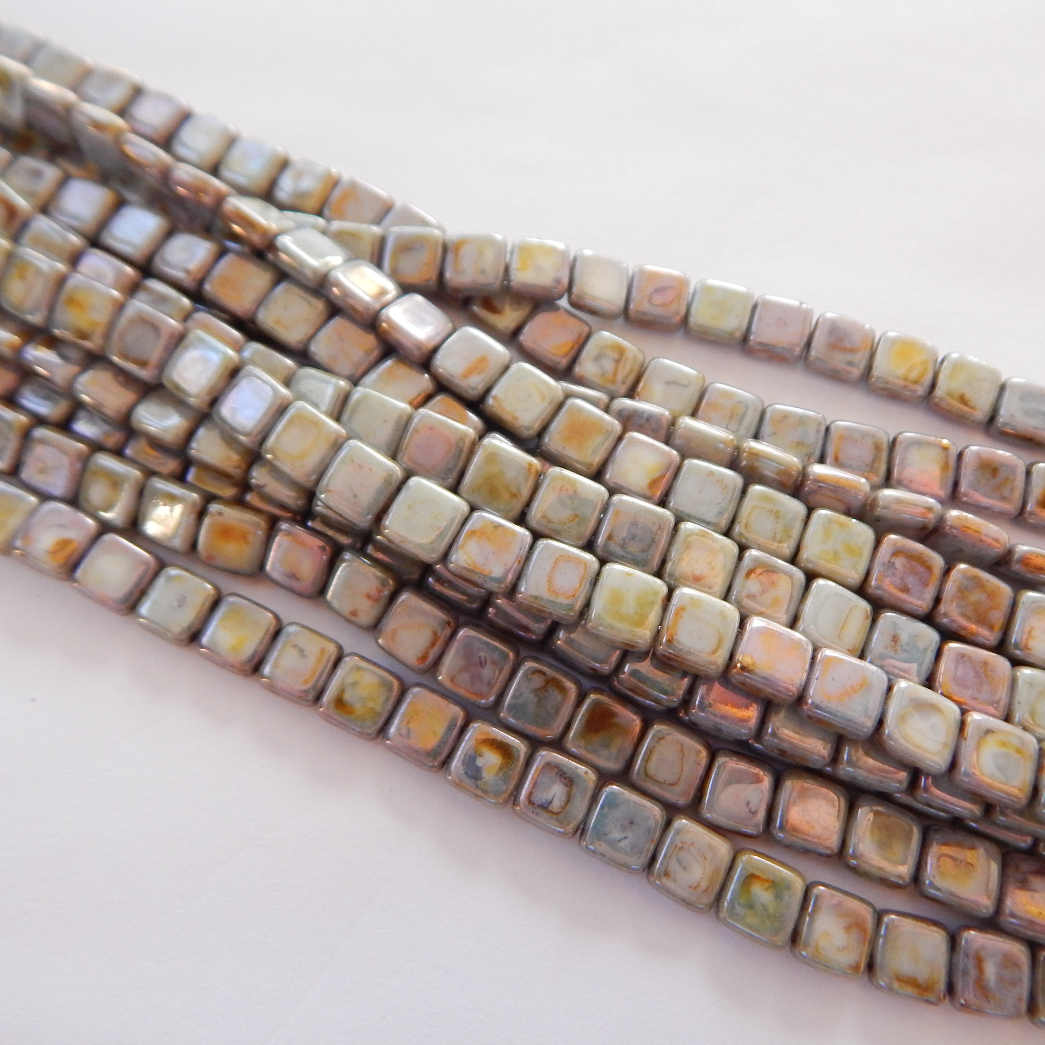 25 Beads - 6mm Tile, 2-Hole - Choose Color - Czech Glass - Picture 28 of 30