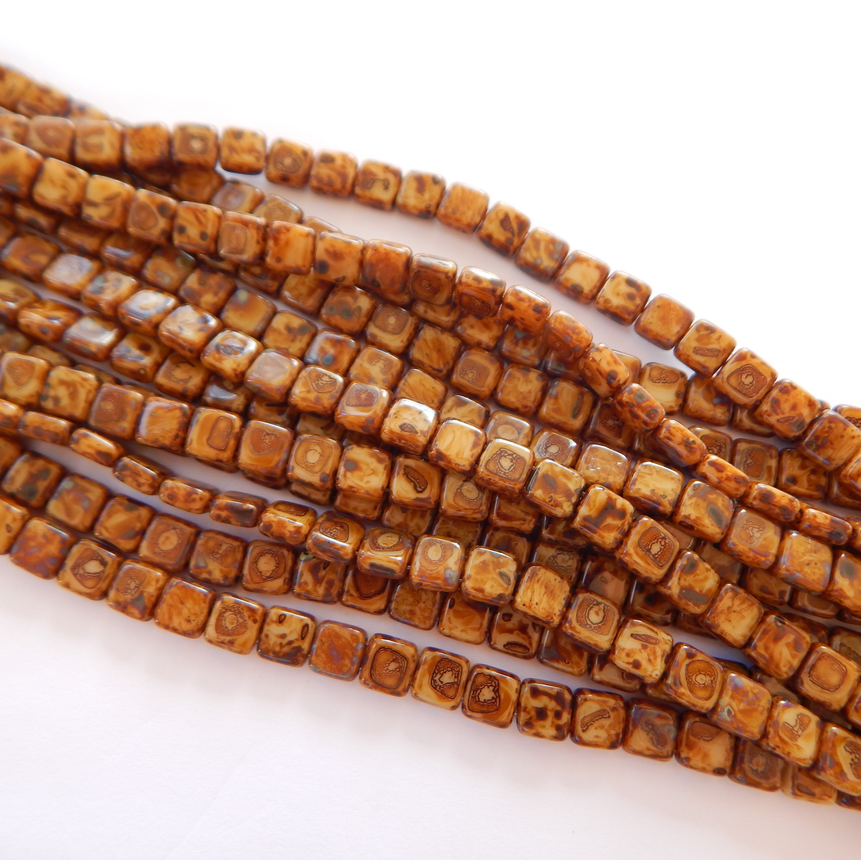 25 Beads - 6mm Tile, 2-Hole - Choose Color - Czech Glass - Picture 21 of 30