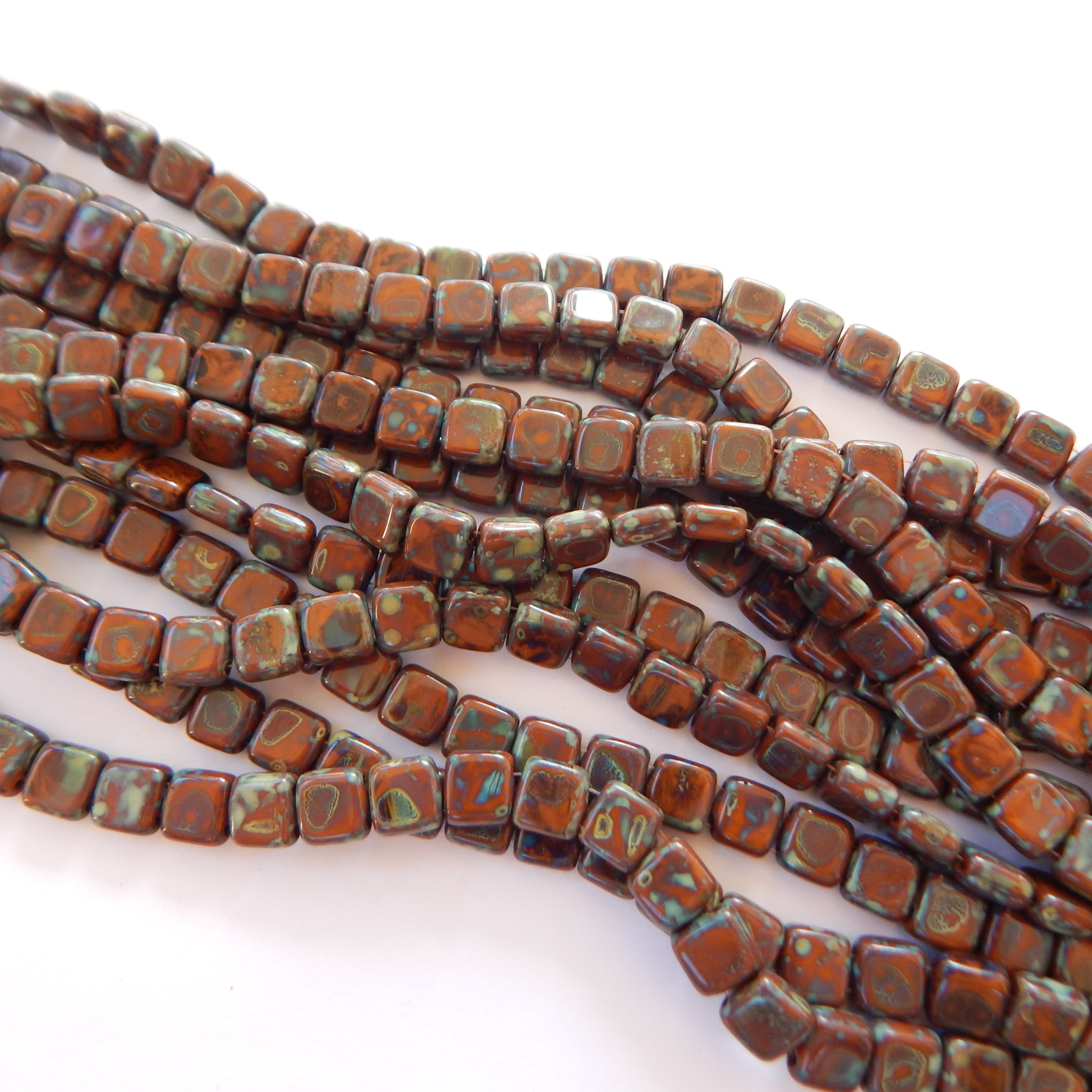 25 Beads - 6mm Tile, 2-Hole - Choose Color - Czech Glass - Picture 22 of 30