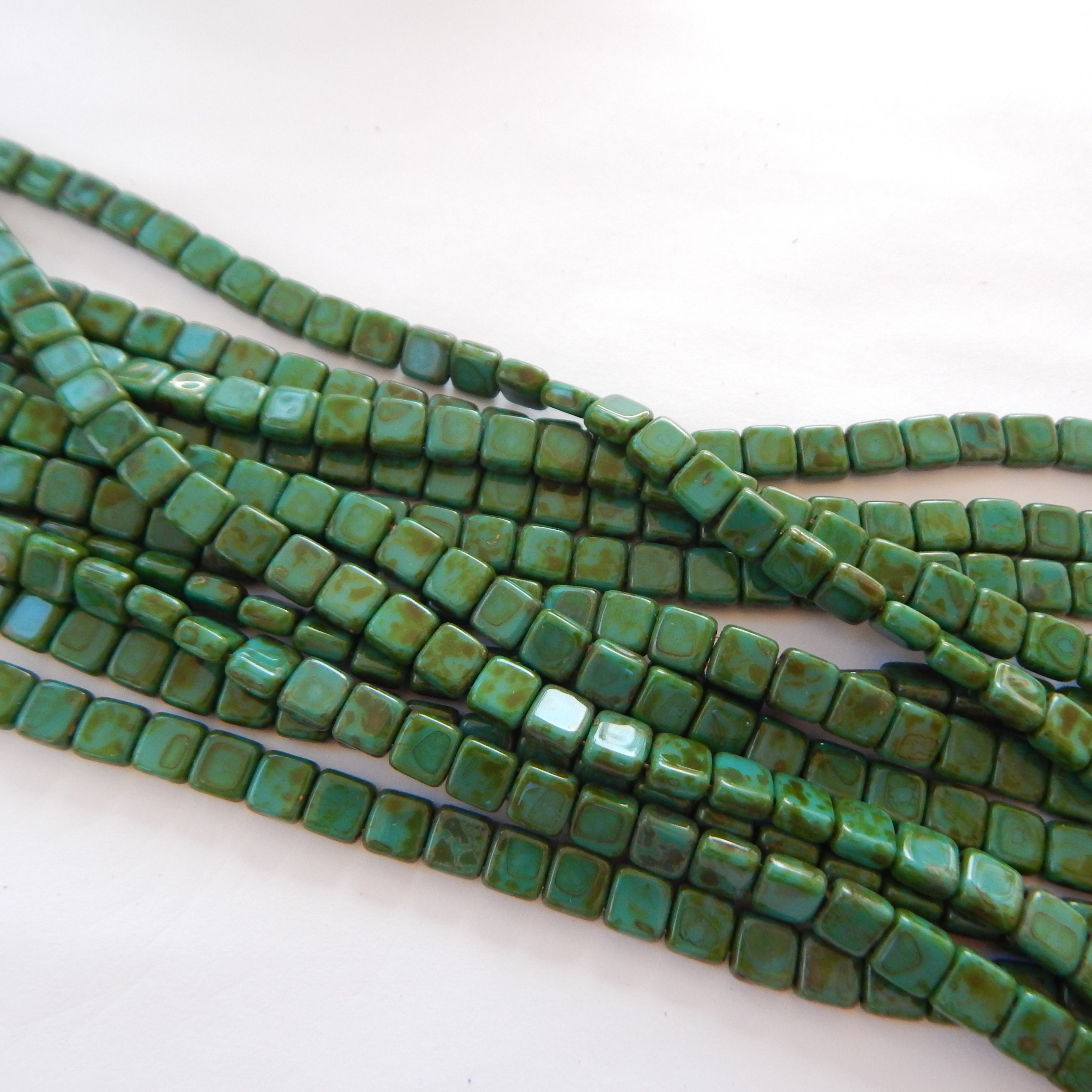 25 Beads - 6mm Tile, 2-Hole - Choose Color - Czech Glass - Picture 9 of 30