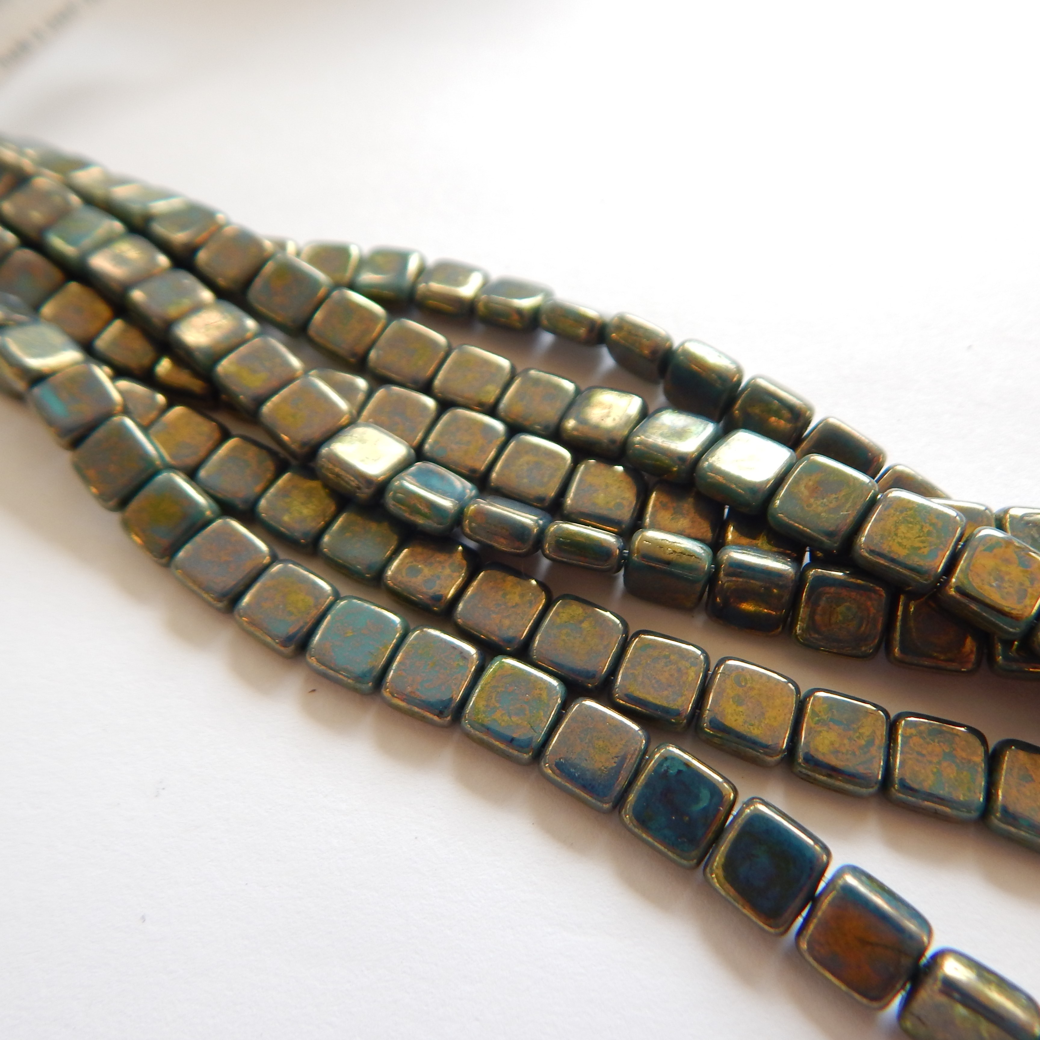 25 Beads - 6mm Tile, 2-Hole - Choose Color - Czech Glass - Picture 3 of 30