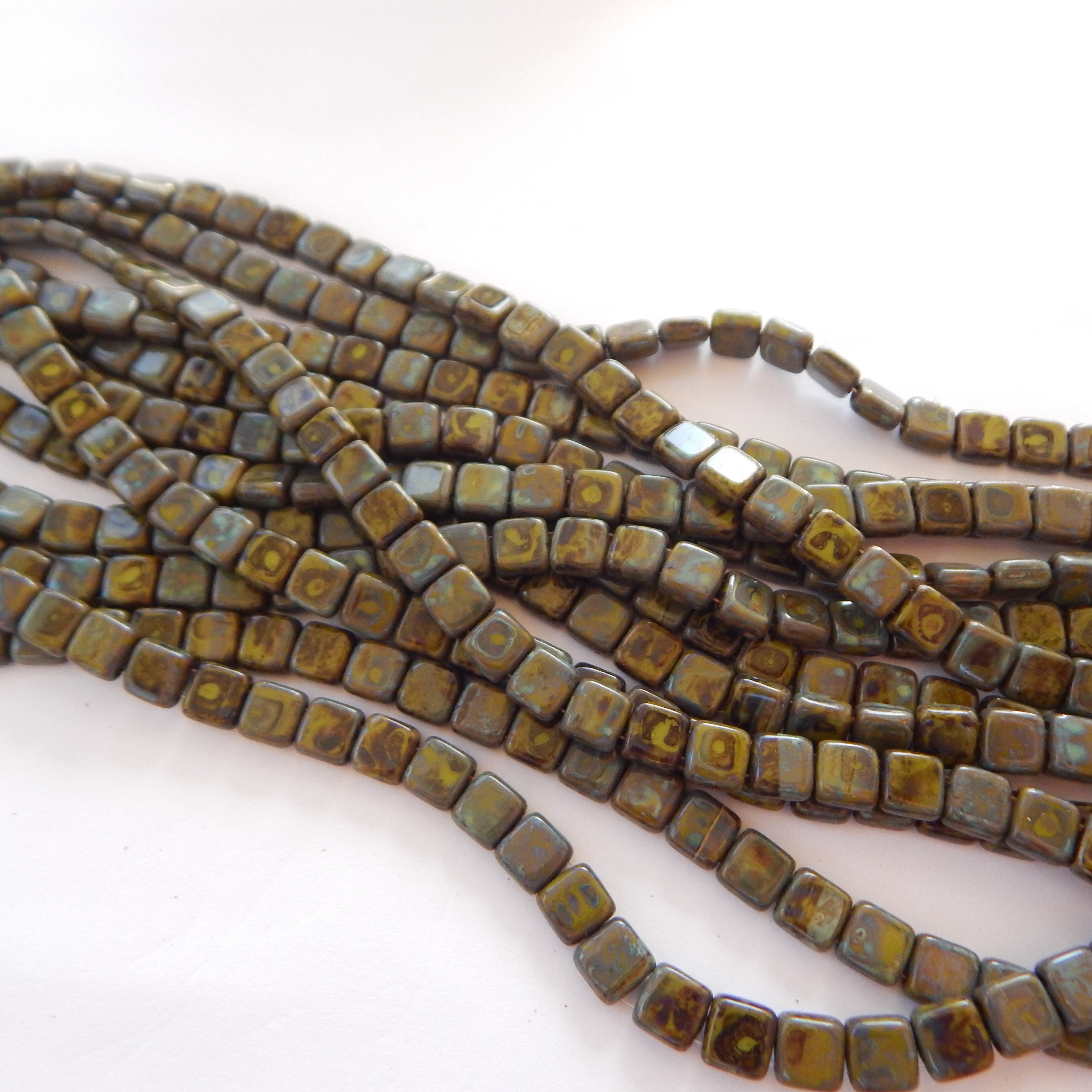 25 Beads - 6mm Tile, 2-Hole - Choose Color - Czech Glass - Picture 7 of 30