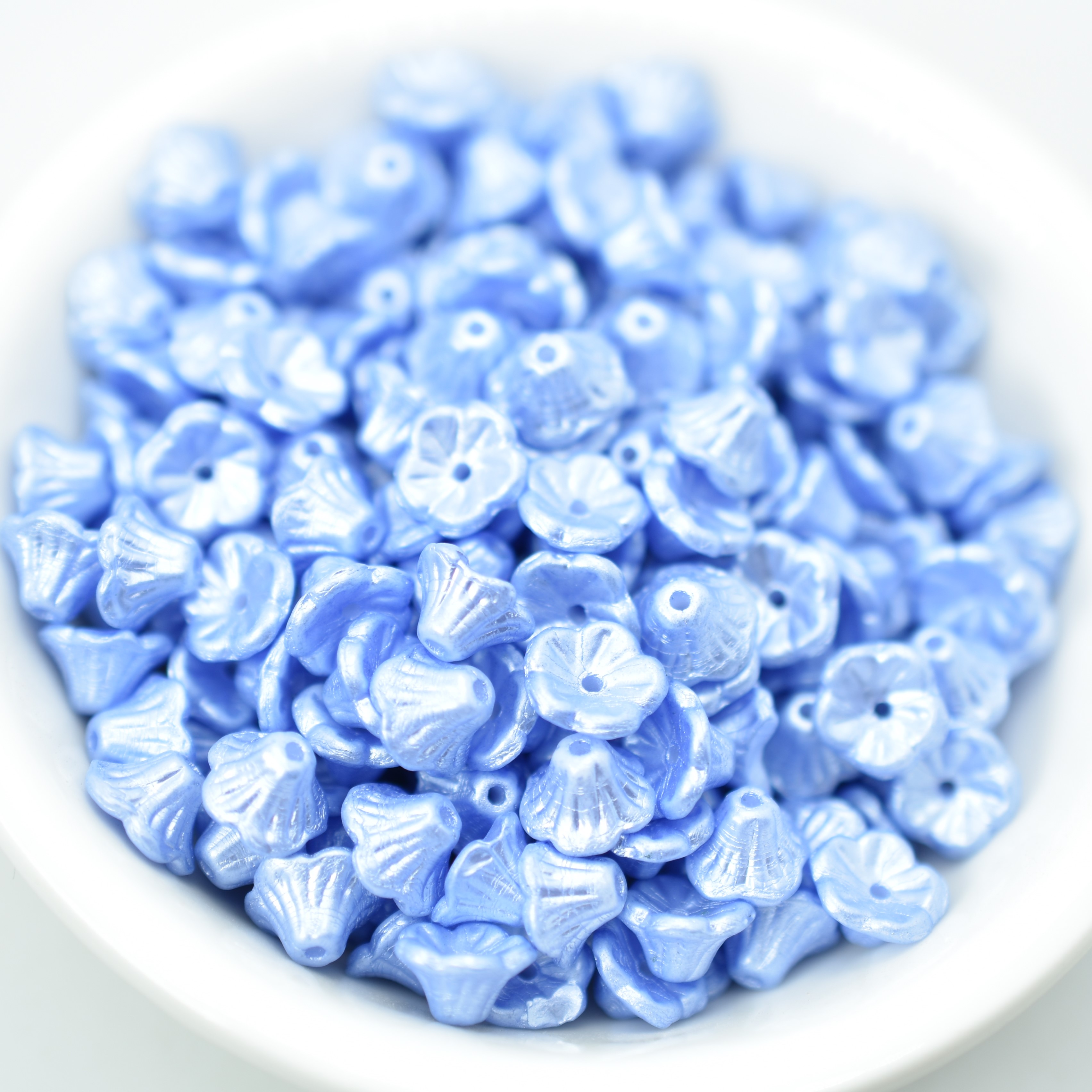 25 Beads - 7x5mm Bell Flower Cup - Choose Color - Pastel Colors, Czech Glass - Picture 9 of 17