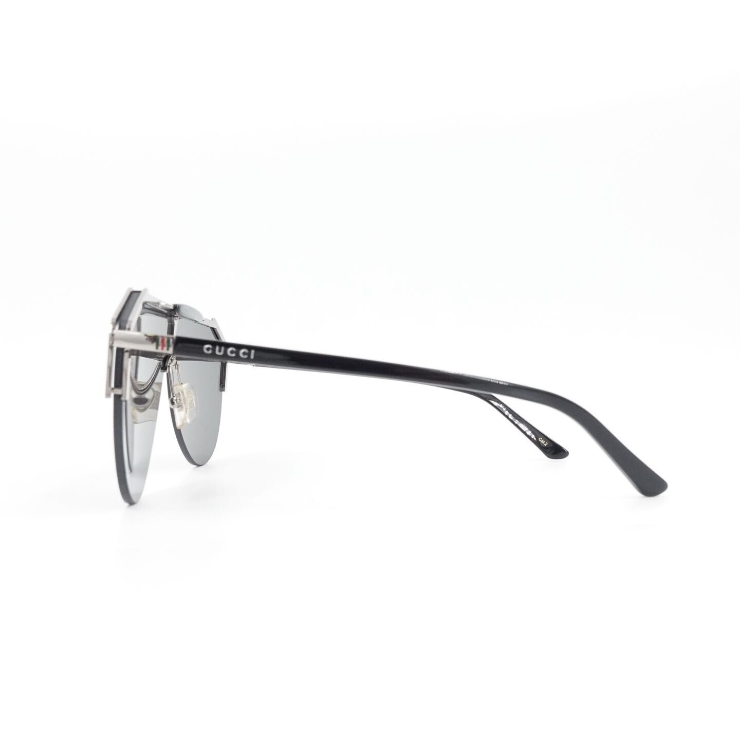 Gucci GG0584 Shield Sunglasses Silver Black OS | eBay