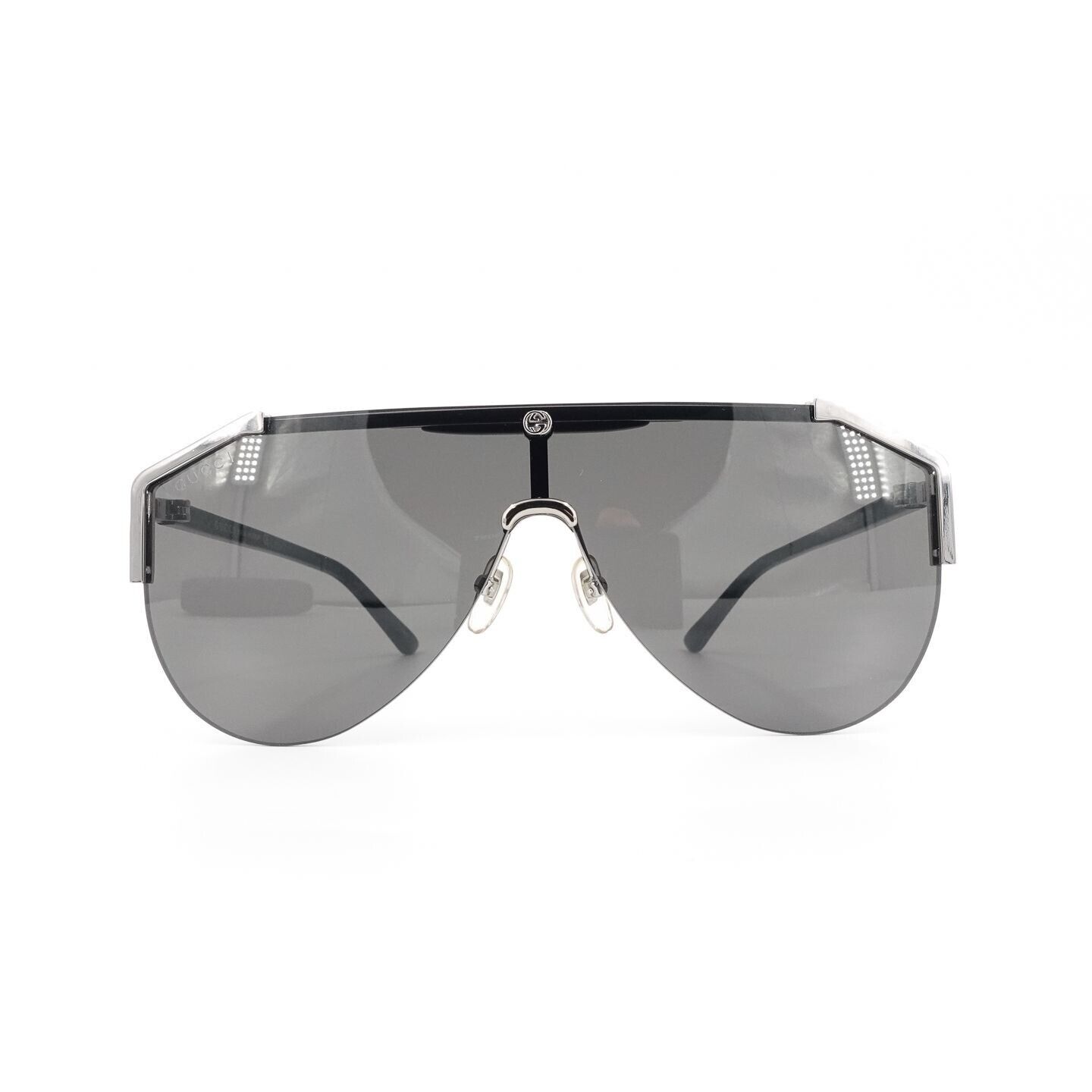 Gucci GG0584 Shield Sunglasses Silver Black OS | eBay display picture 1