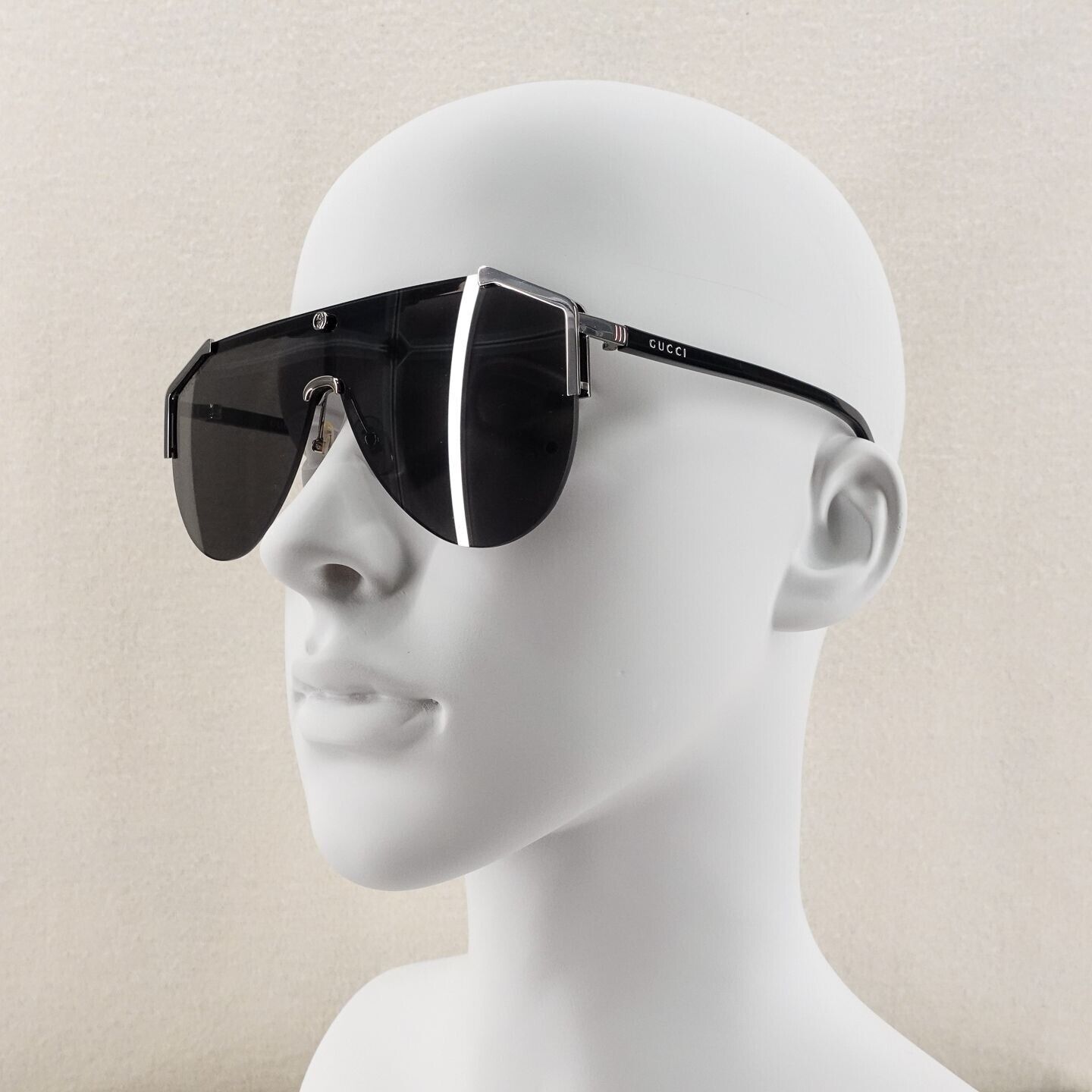 Gucci GG0584 Shield Sunglasses Silver Black OS Gucci GG0584 Shield Sunglasses Silver Black OS | eBay main image 2