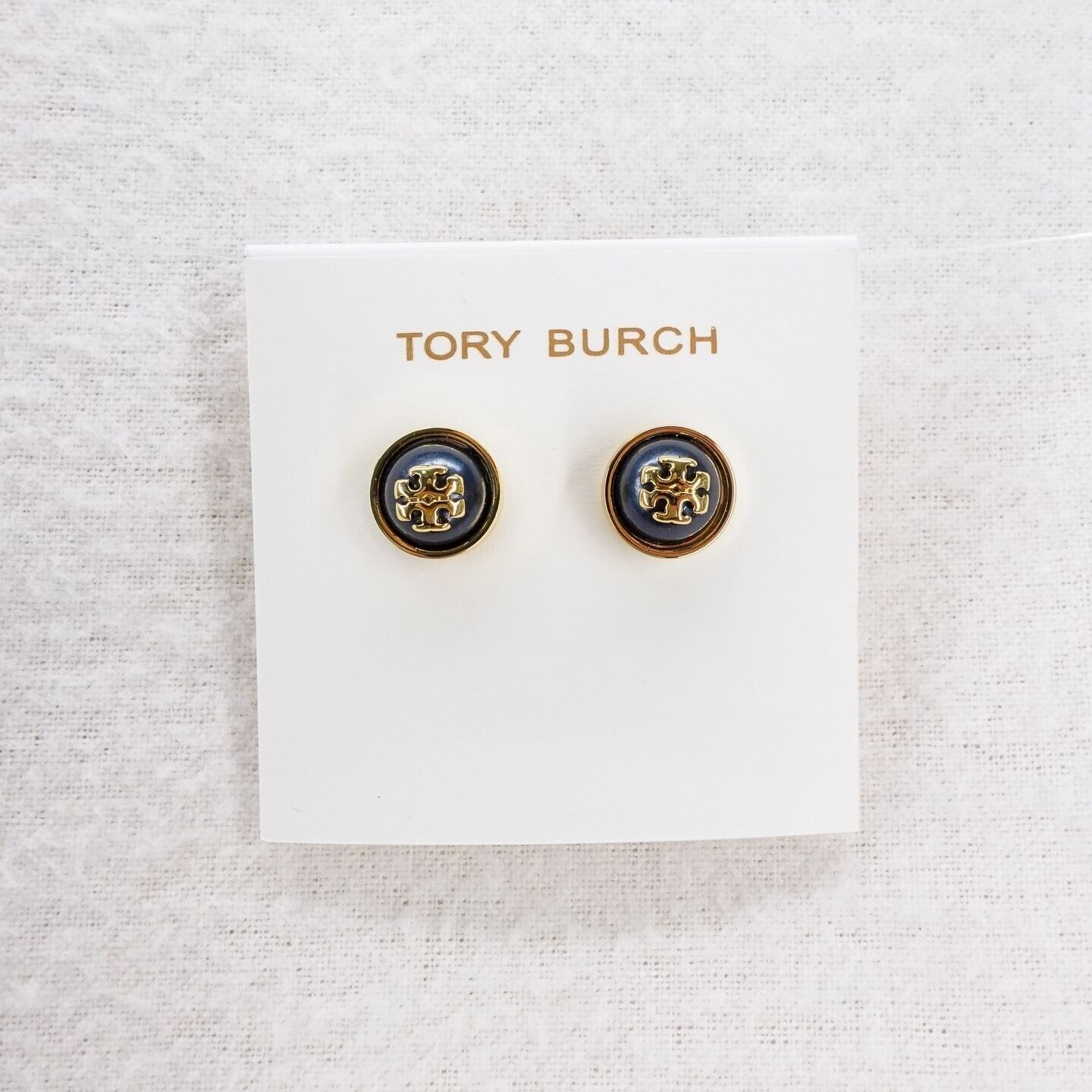 Tory Burch Black and Gold Stud Earrings New Tory Burch Fleur Flower Stud Earrings Black Enamel/Gold  main image 4