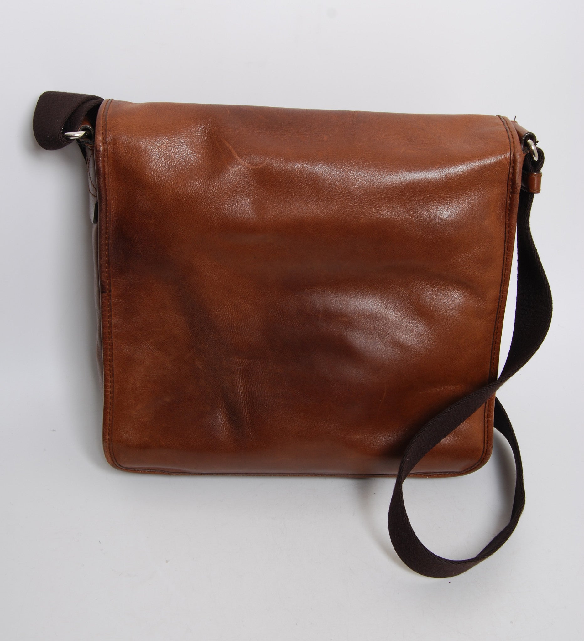 Bally Men Brown Messenger Bag Leather Solid Adjustable Crossbody