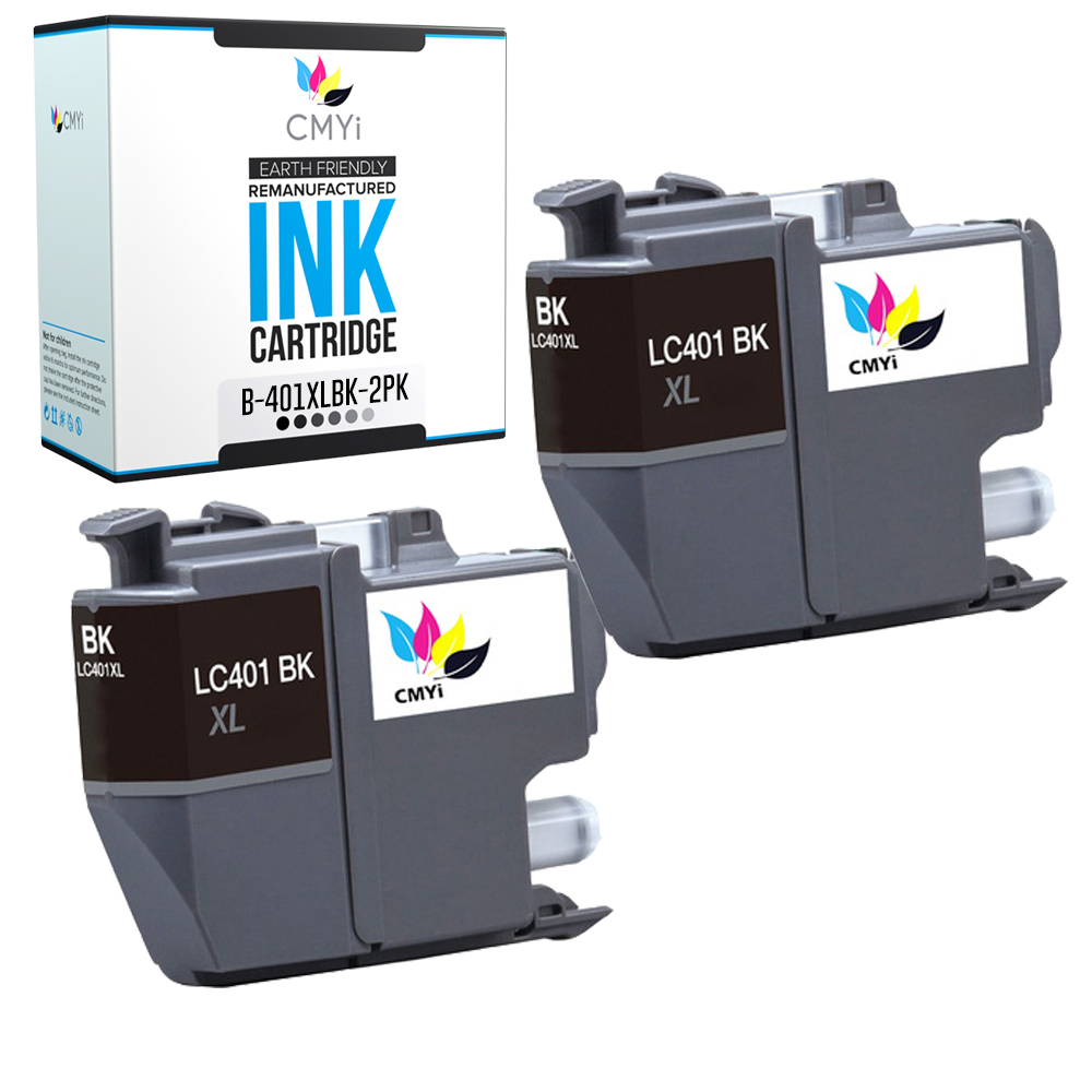 2-Pack Compatible LC401XL Black Ink Cartridge fits Brother MFC-J1012DW J1170DW