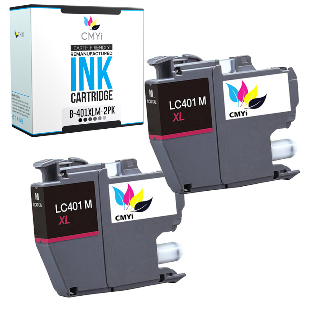 2-Pack Compatible LC401XL Magenta Ink Cartridge fits Brother MFC-J1012DW J1170DW