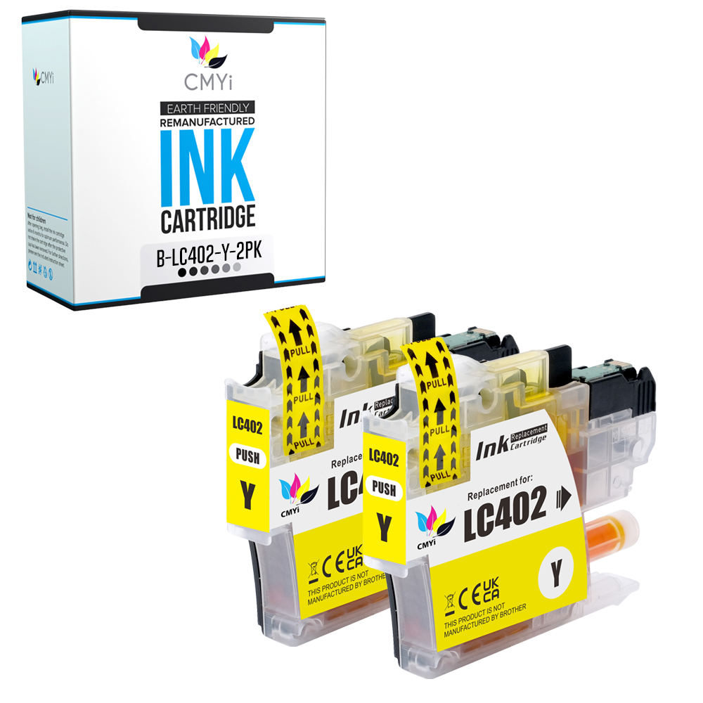 2-Pack Compatible CMYi LC402Y Ink Cartridges fits Brother MFC-J6540DW J6940DW