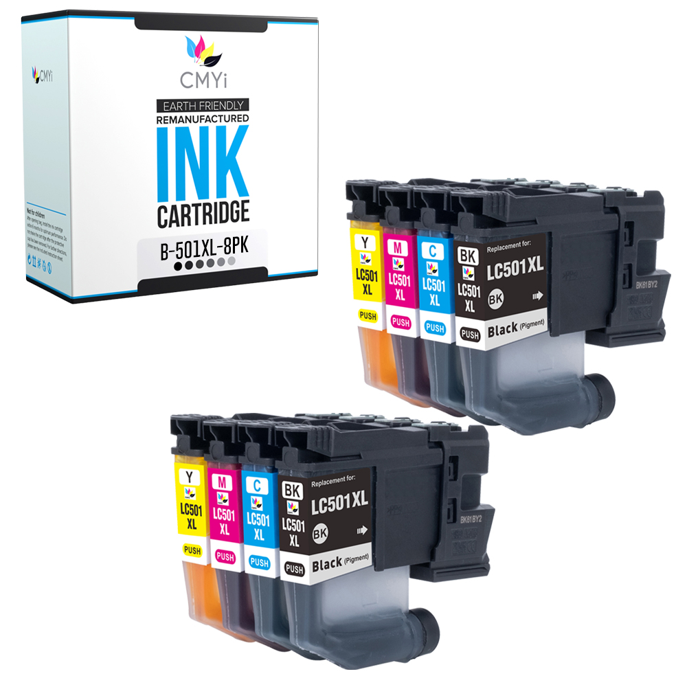 8-Pack Compatible CMYi LC501XL Printer Ink fits Brother INKvestment MFC-J1410DW