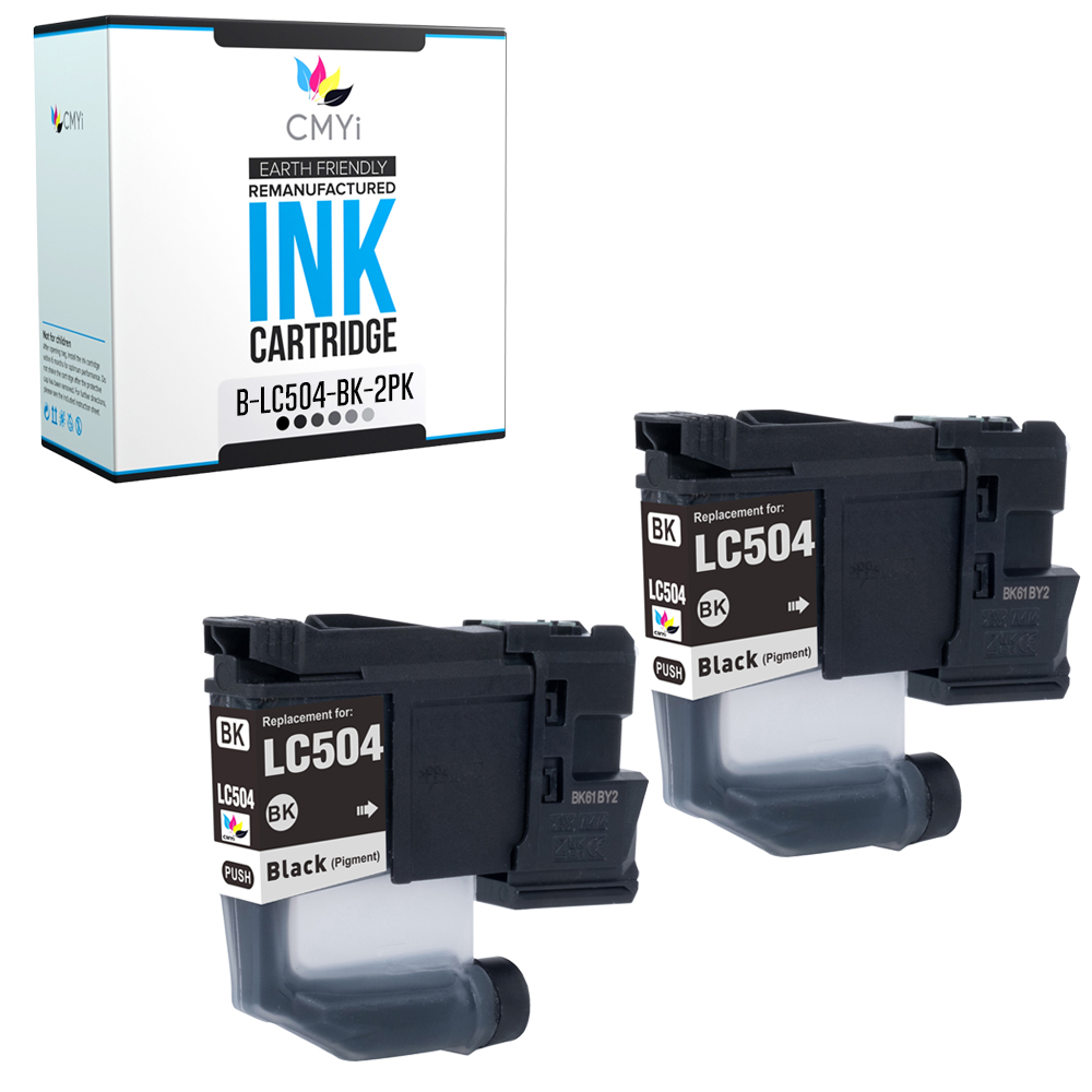 2PK Compatible CMYi LC504BK Ink Cartridge fits Brother INKvestment MFC-J1365DW