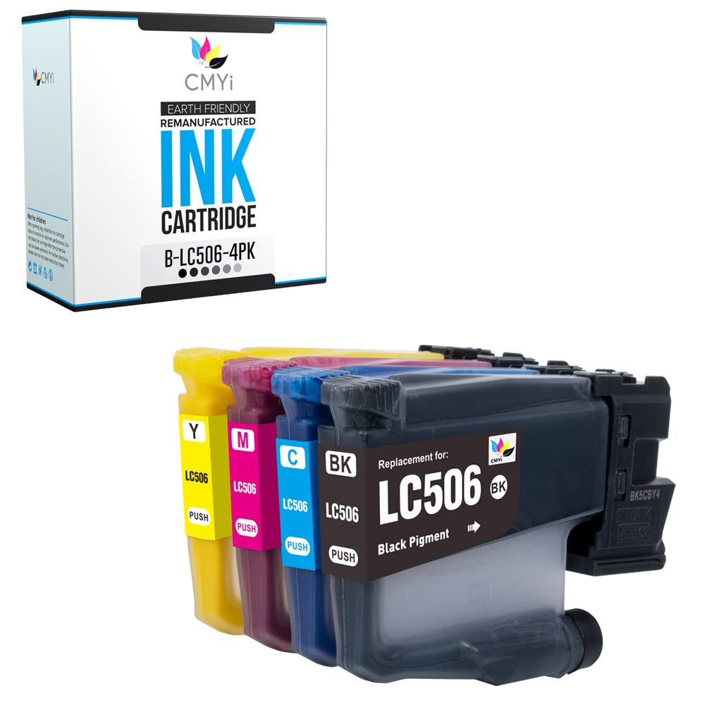 4-Pack Compatible CMYi LC506 Ink Cartridges Combo fits Brother MFC-J4555DW