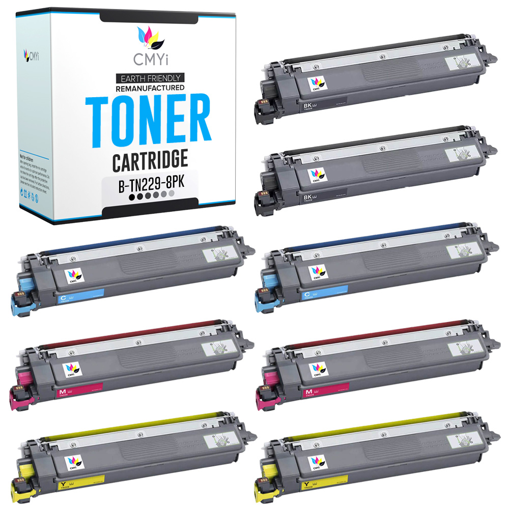 8-Pack Compatible CMYi TN229 Cartridges fits Brother HL-L3220CDW MFC-L8395CDW
