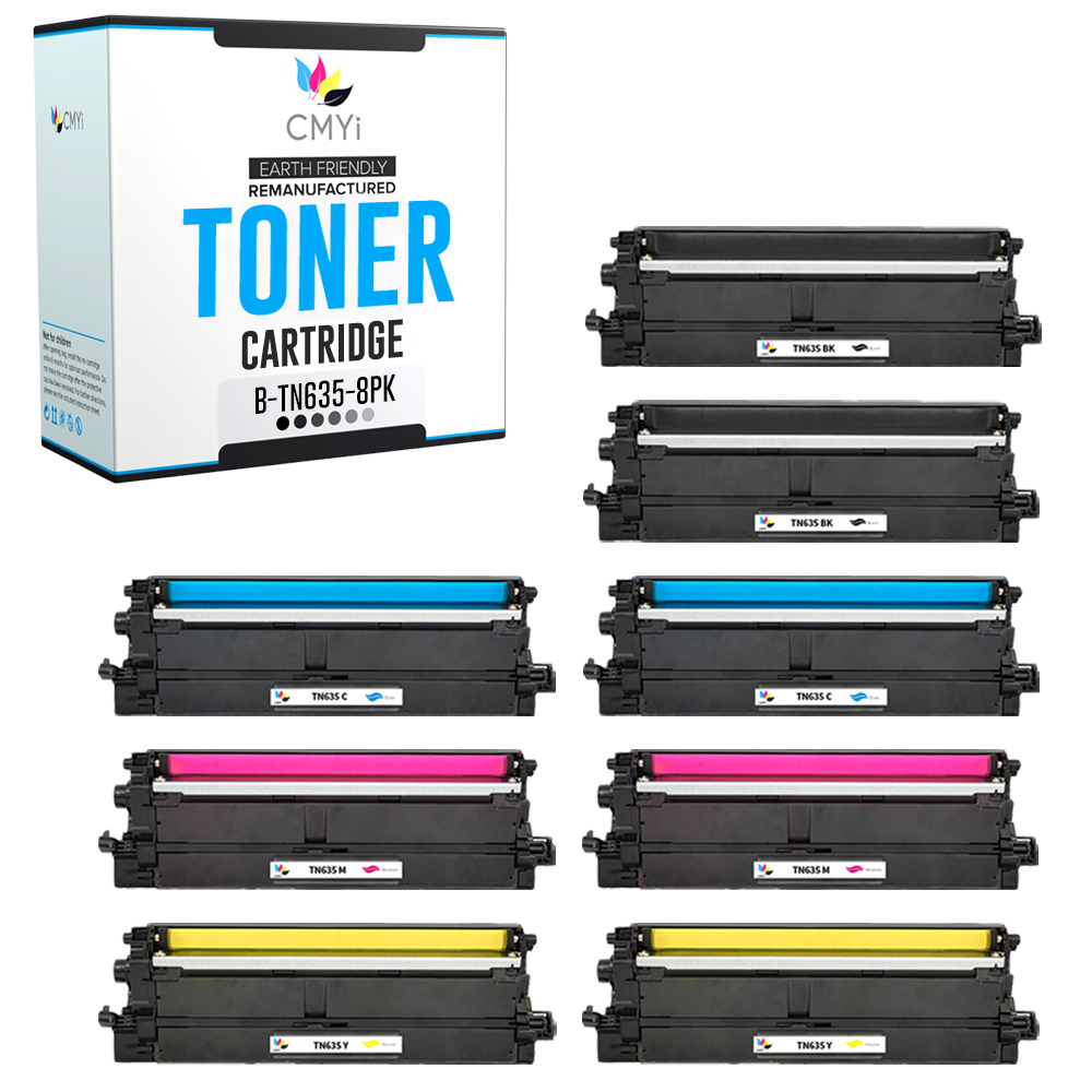 8-Pack Compatible CMYi TN635 Toner Cartridges Combo fits Brother HL-L8430CDWT