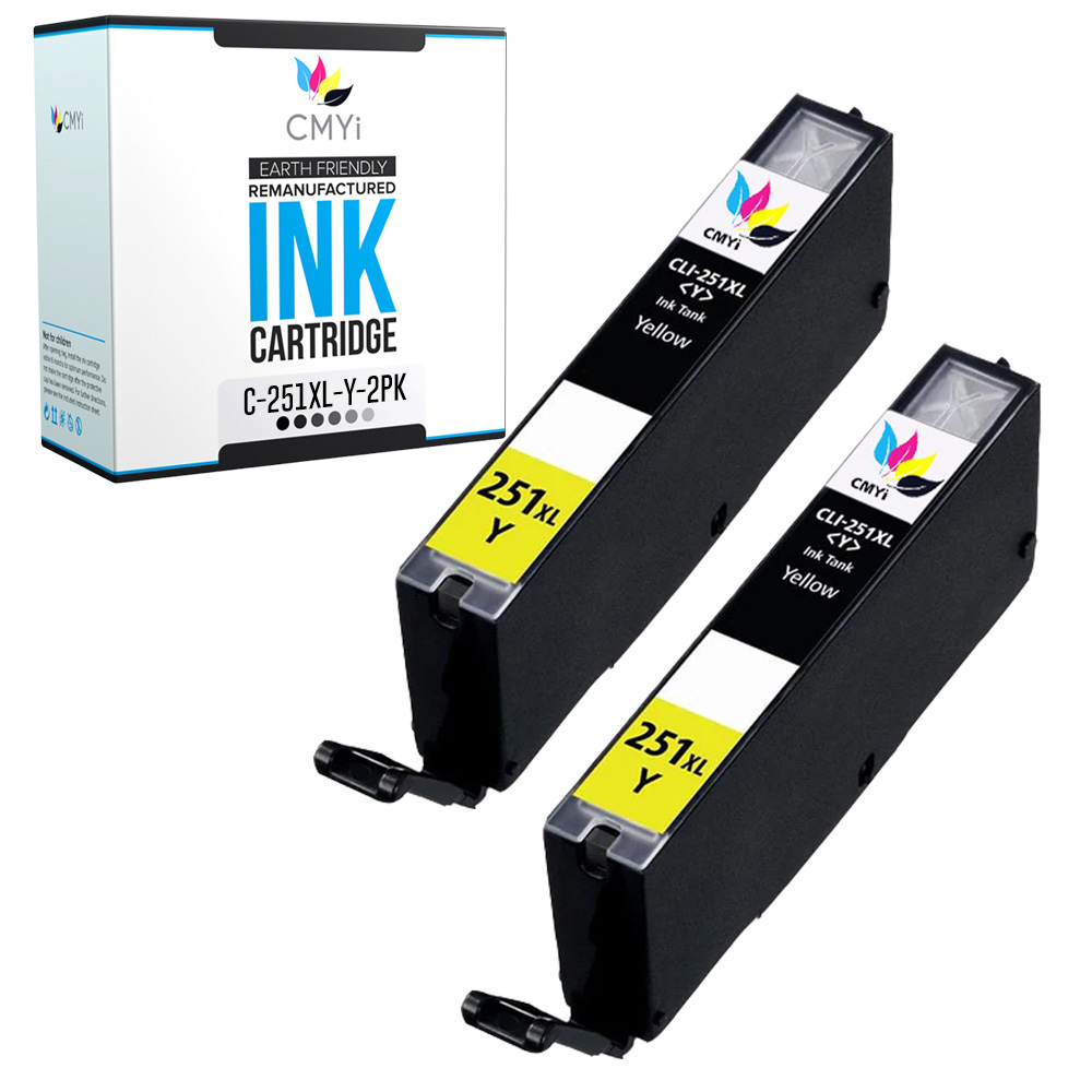 2PK CLI-251XL Yellow Ink Cartridges for Canon PIXMA iP7220 iP8720 iX6820 MG5420