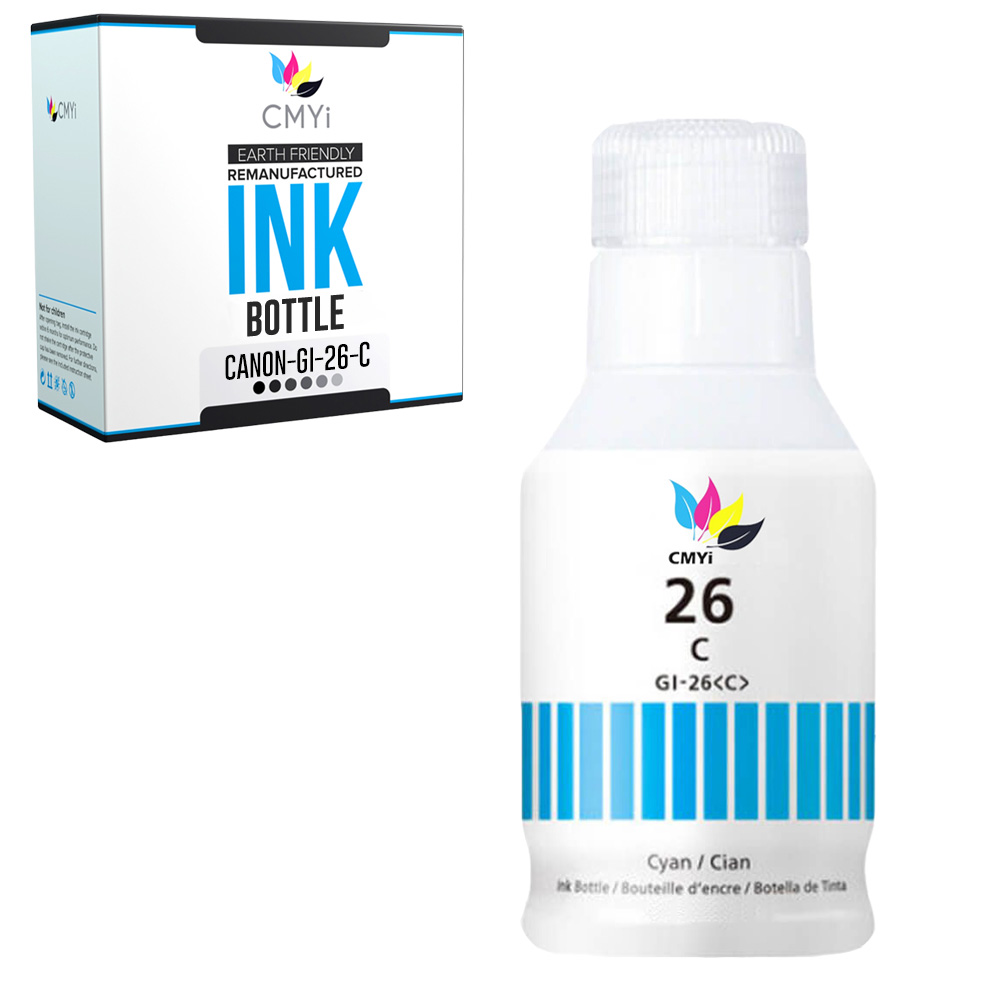 1-Pack Compatible Canon 26 Cyan Ink Bottle for MAXIFY GX6020 GX7020