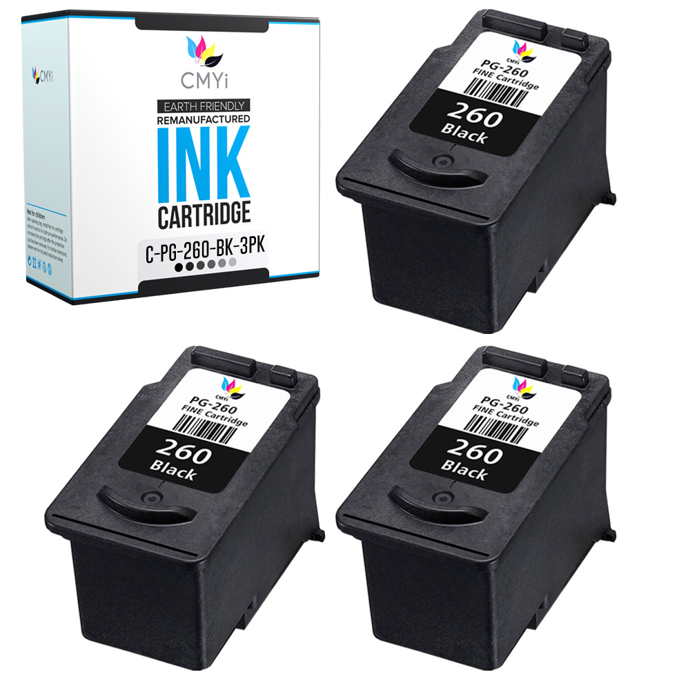 3-Pack Replacement PG-260 Ink Cartridge for Canon PIXMA TR7020 TR7020a TR7022a