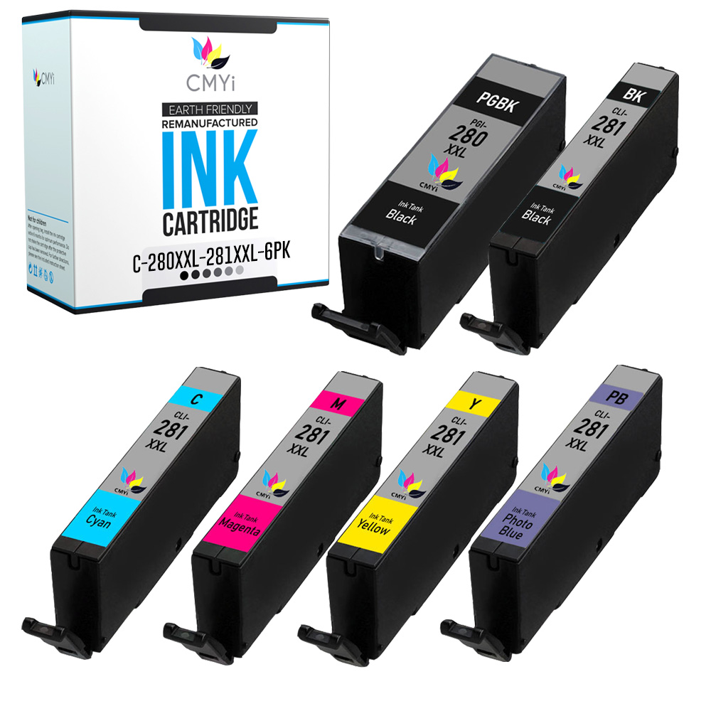6PK Compatible CMYi 280XXL and 281XXL Ink for Canon PIXMA TS9120 TS9520 TS8120