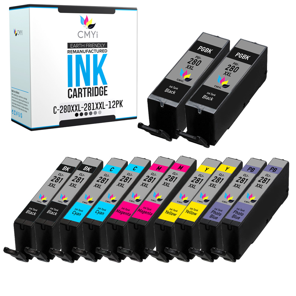 CMYi 12-PK Compatible PGI-280XXL & CLI-281XXL Ink for Canon PIXMA TS9120 TS9520