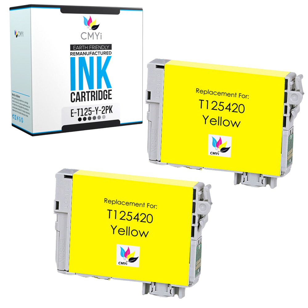 2-Pack Compatible T125 Yellow Ink Cartridge for Epson Stylus NX125 WorkForce 323
