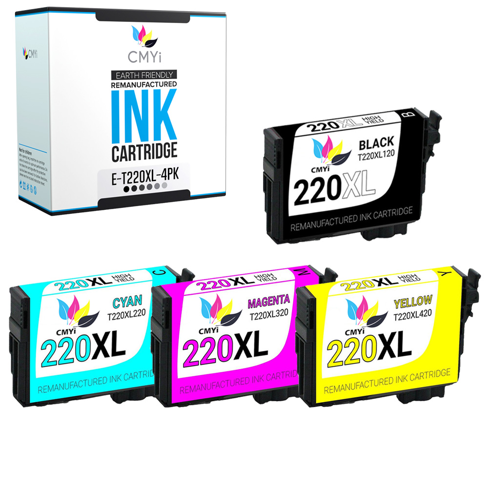 CMYi Replacement 220XL 4-Pack Ink Cartridges Fits Epson Workforce WF-2760 2660