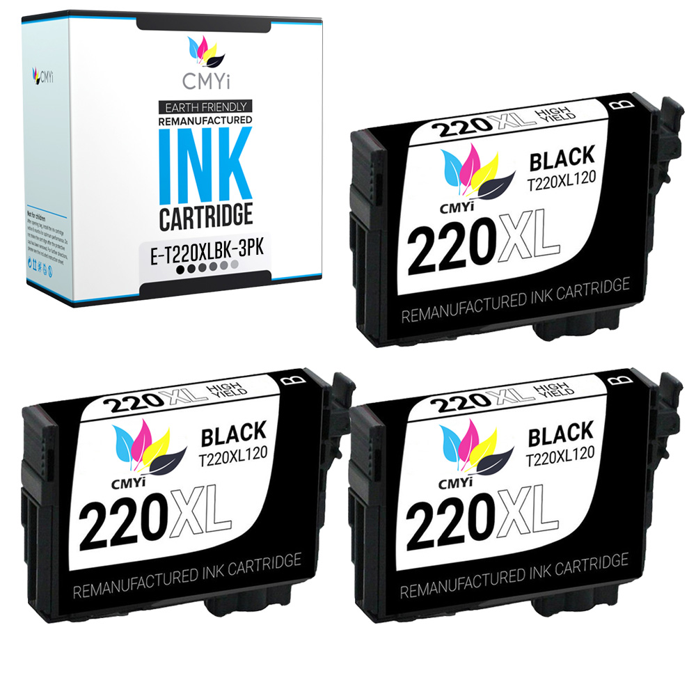 3PK 220XL T220XL Black Ink Cartridge for Epson 220 XL Workforce XP-320 WF-2760