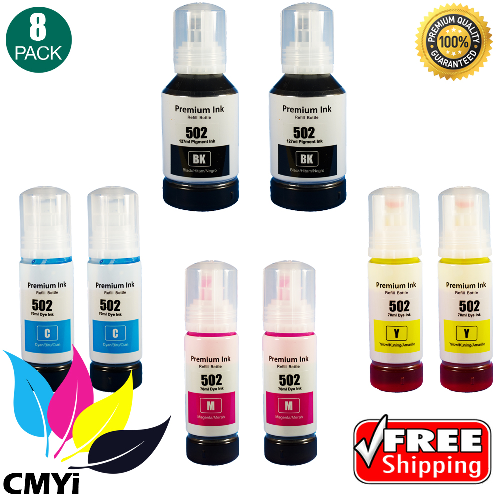 Refill Ink Bottles for Epson 502 Ecotank ET 15000 2760 2850 3830 4760 4850 4760