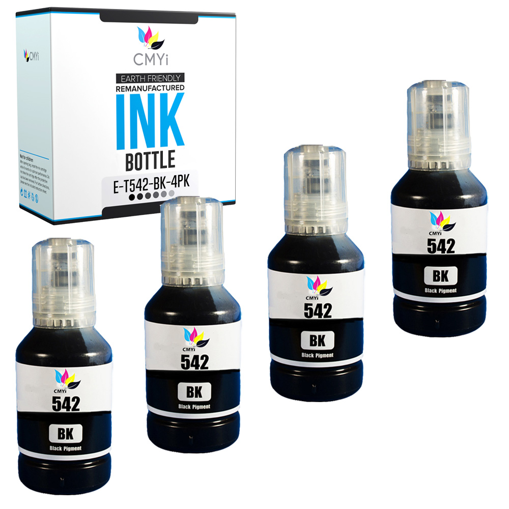 Replacement Ink Bottles for Epson T542 542 Black Color Combo EcoTank Pro Printer