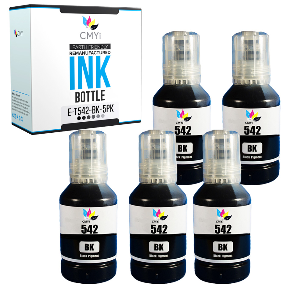 Replacement Ink Bottles for Epson T542 542 Black Color Combo EcoTank Pro Printer