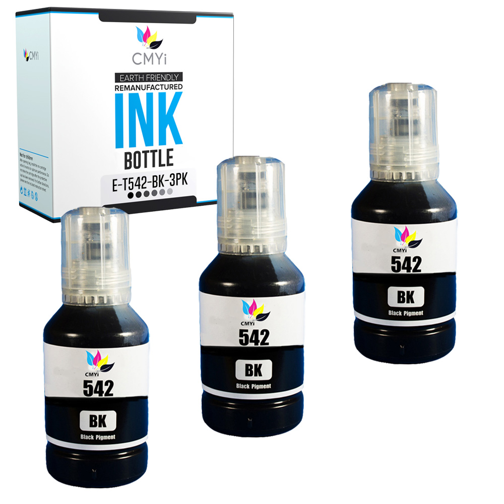 Replacement Ink Bottles for Epson T542 542 Black Color Combo EcoTank Pro Printer