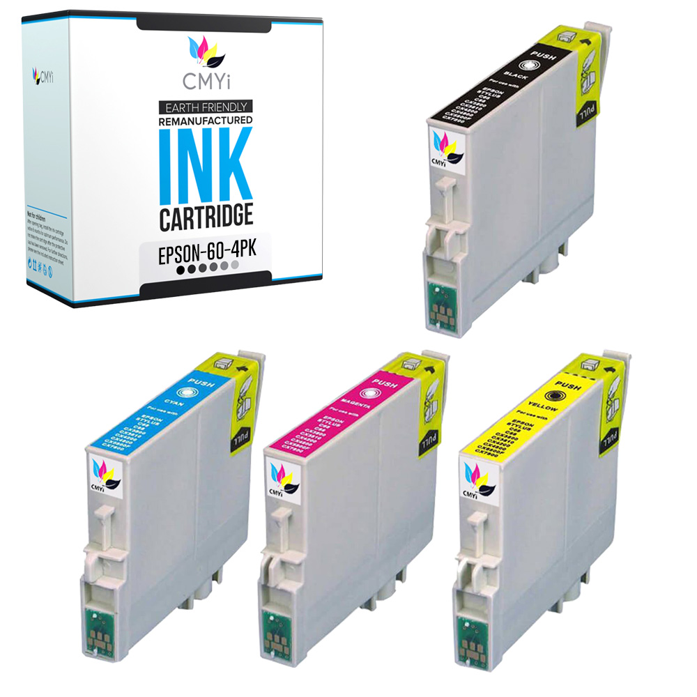 4-PK Compatible Epson 60 Black Color Ink Cartridge for Stylus C88+ CX3800 CX3810