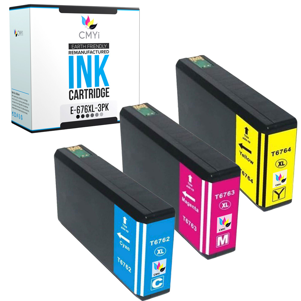 3-PK Compatible 676XL Color Ink for Epson WorkForce Pro WF-4530 WF-4533 WF-4540