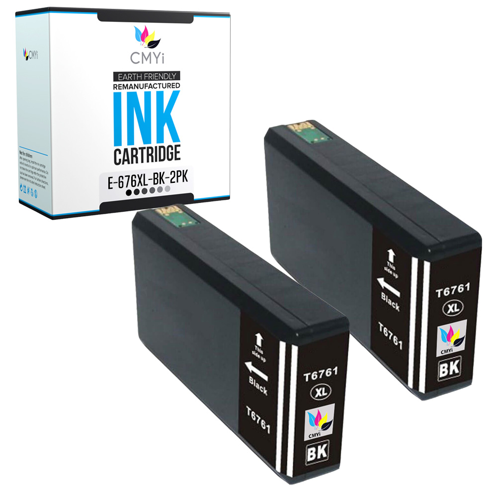 2-PK Compatible T676XL Black Ink for Epson WorkForce Pro WF-4090 WF-4520 WF-4530