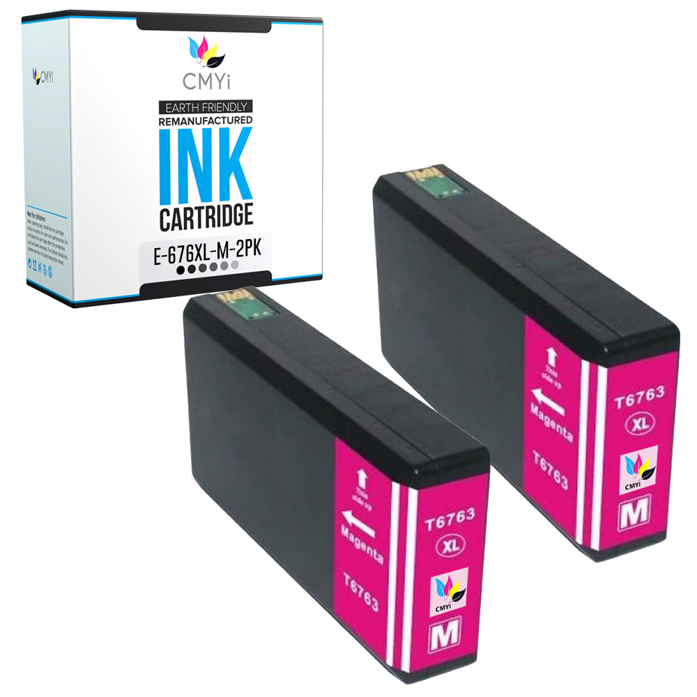 2-Pack Compatible T676XL Magenta Ink for Epson WorkForce Pro WF-4533 WF-4540