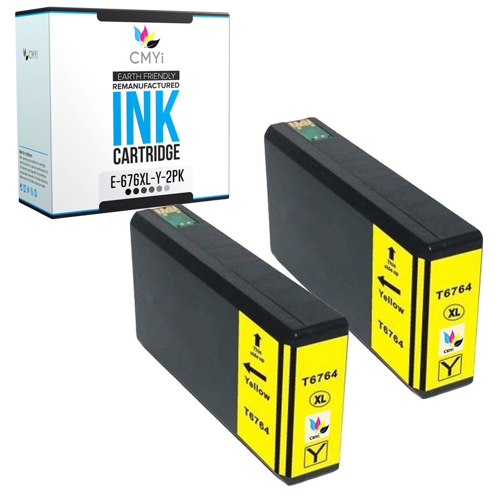 CMYi 2-Pack Compatible T676XL Yellow Ink for Epson WorkForce Pro WF-4090 WF-4520