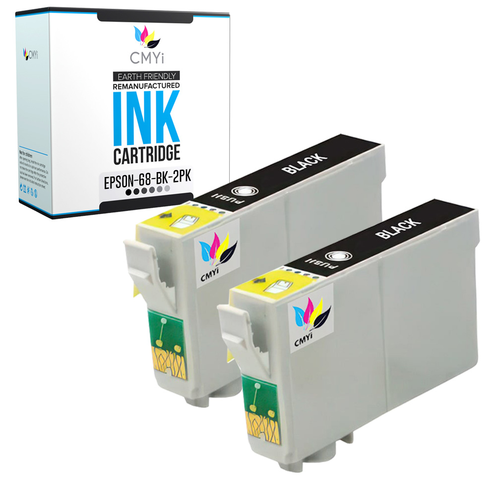 2-Pack Compatible Epson 68 Black Cartridge for Stylus C120 NX615 Workforce 30