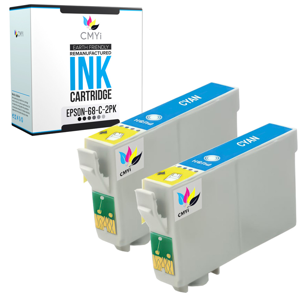 2-Pack Compatible Epson 68 Cyan Cartridge for Stylus C120 NX615 Workforce 30