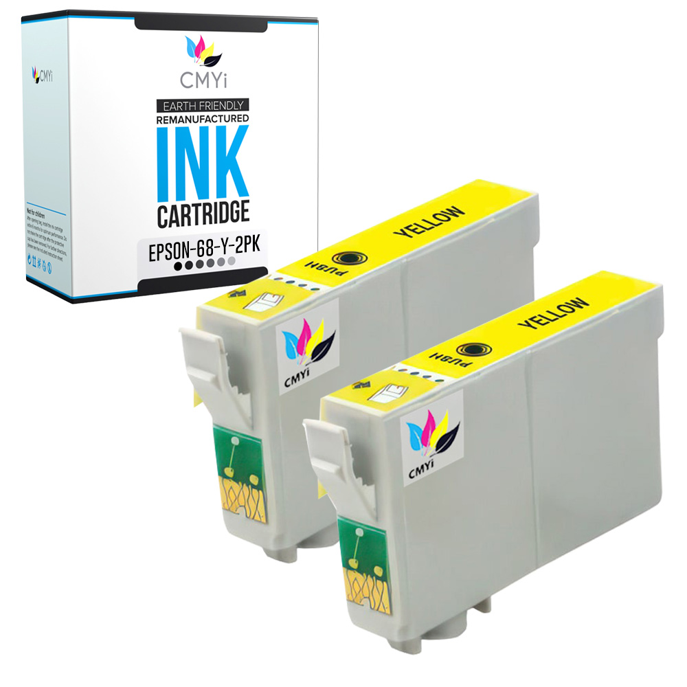 2-Pack Compatible Epson 68 Yellow Cartridge for Stylus C120 NX615 Workforce 30