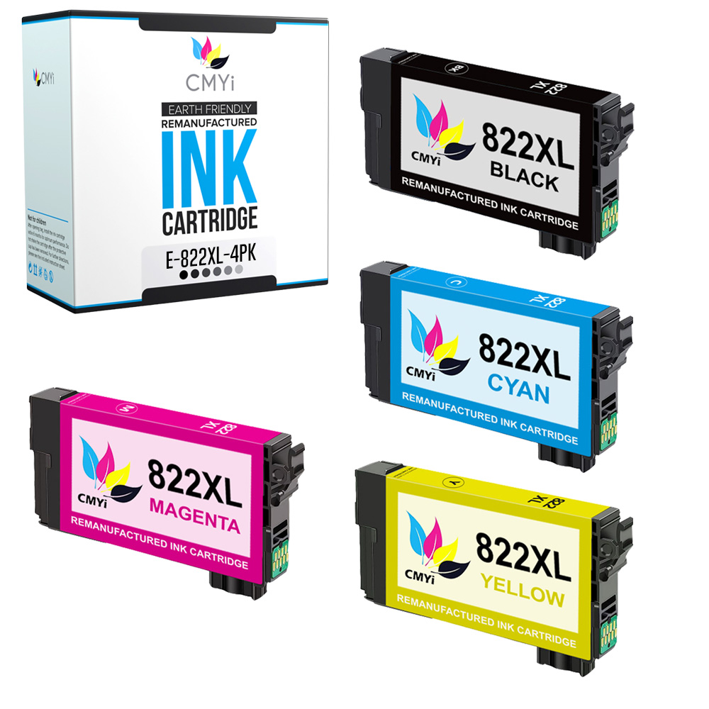4PK Compatible 822XL Ink Cartridges for Epson WorkForce Pro WF-3820 4820 4830