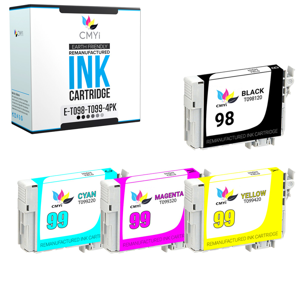 4PK Black Color 98 Replacement Ink Cartridges for Epson T098 Artisan 700 710 725