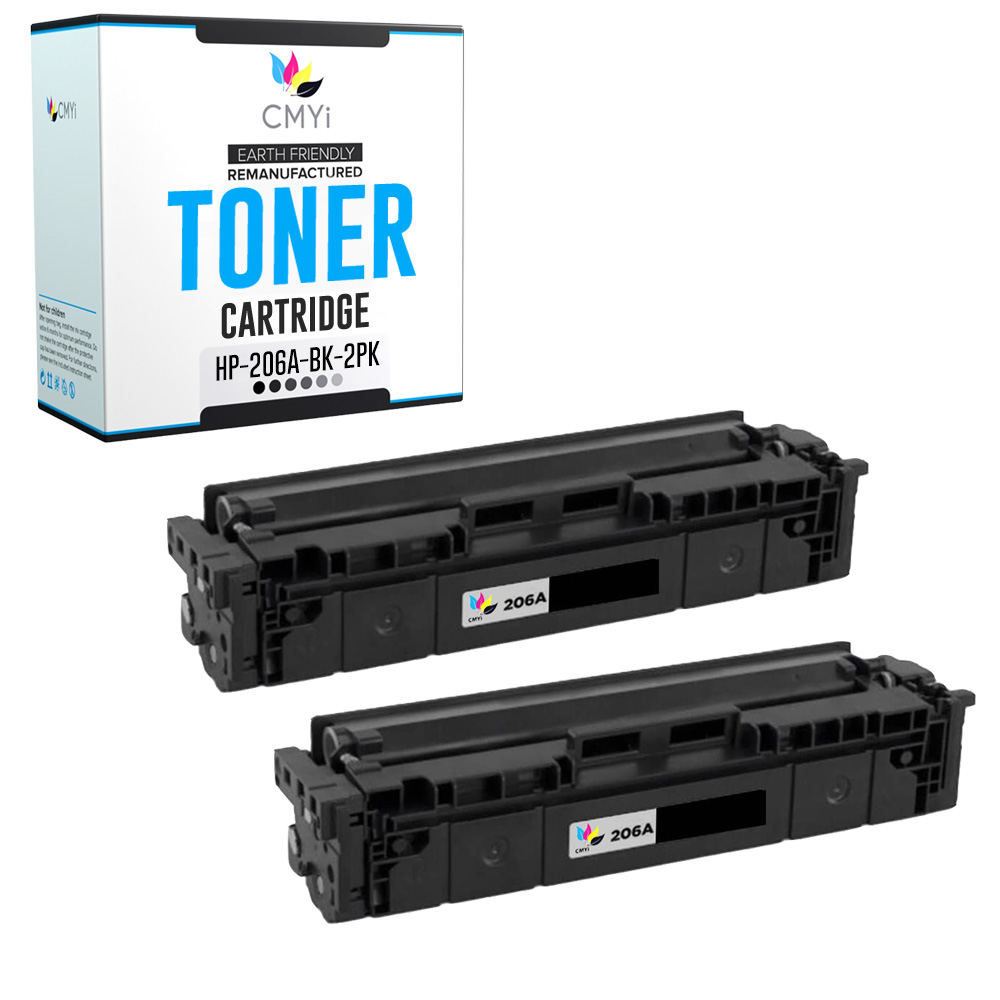CMYi 2PK Replacement 206A Black Cartridges for HP Color LaserJet Pro MFP M283fdw