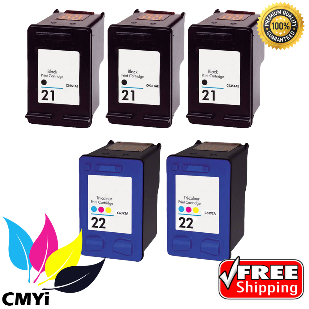 Replacement Black Color Ink Cartridges for HP 21 22 Tri-Color Cartridge ...