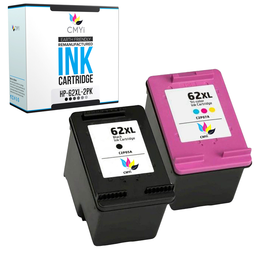 CMYi 2-Pack Replacement 62XL Ink Cartridges for HP OfficeJet 5740 5742 Envy 7645