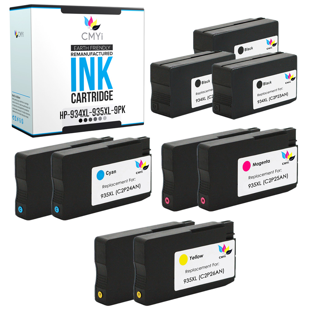 9 PK 934XL 935XL Ink Cartridge Replacement for HP 3 Black 2 CMY Combo Pack