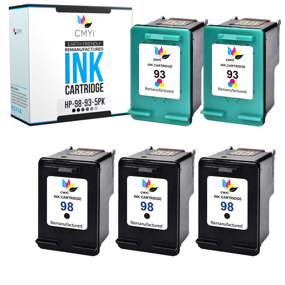 5 PK Ink Cartridges for HP 98 93 Black Tri-Color Combo Pack Color Cartridge