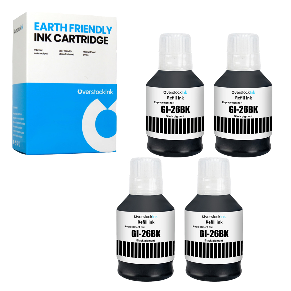 4-Pack Compatible OSI GI-26 Black Ink Refill for Canon MAXIFY GX6020 GX7020