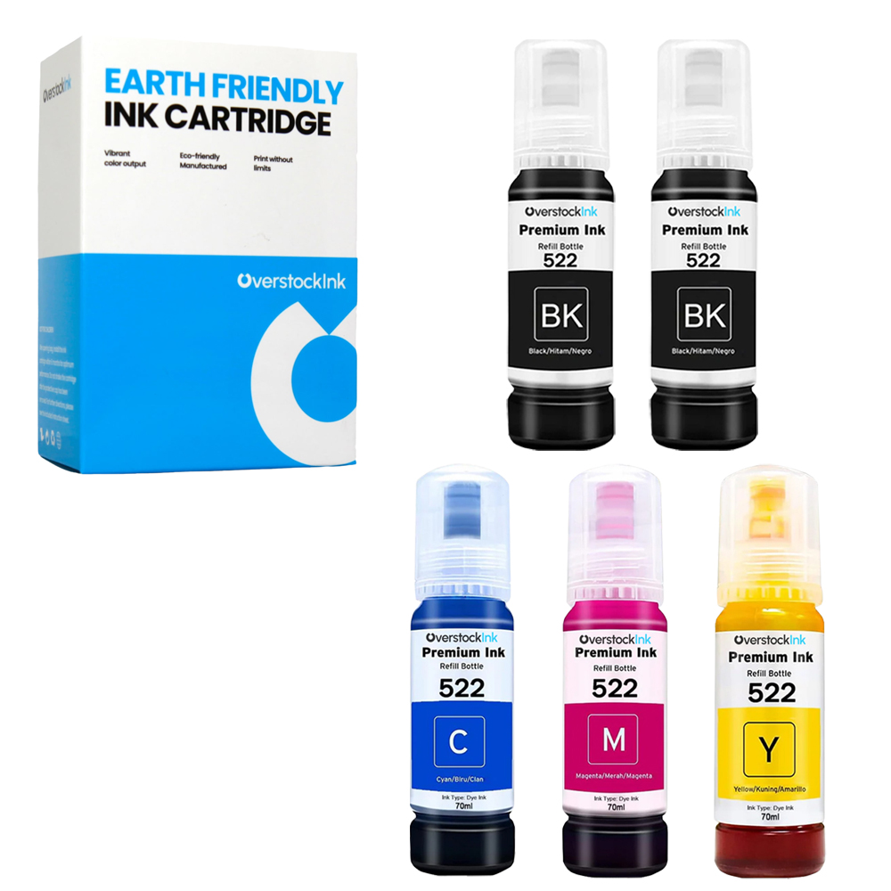 Compatible Epson T522 Ink Bottles 5PK for EcoTank ET-2400, ET-2720, ET-2800