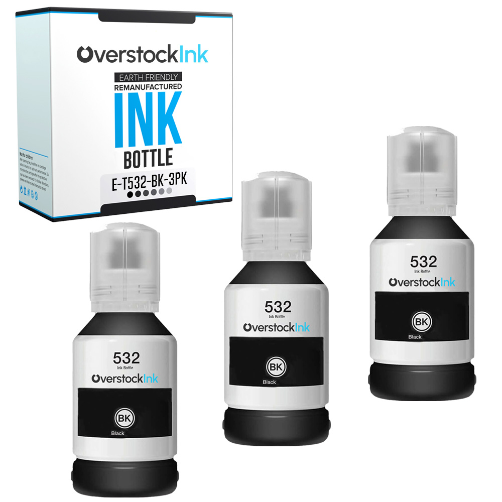 3Pack Compatible OSI T532 Ink Bottle Black for Epson Workforce ST-M1000 ST-M3000